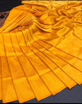 Traditional Kanjivaram Woven Silk Saree With Blouse Piece - Yellow