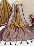Regal Silk Saree with Grand Zari Work - GOLDEN