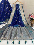 Regal Silk Saree with Grand Zari Work - DARK BLUE