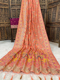 Traditional multicolor Patola-inspired pallu and border  PEACH
