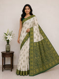 Classic Ivory Saree with Purple Woven Zari Pallu