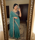 Moonlit Elegance Premium Star Georgette Saree With Multi Embroidery Designer Border - SKY