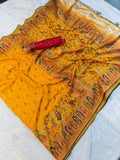 Mustard  Paithani Print Saree  YELLOW
