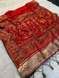 Mustard  Paithani Print Saree RED