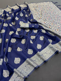 Premium Banarasi Tissue Silk Saree for Festive Elegance - BLUE