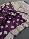 Premium Banarasi Tissue Silk Saree for Festive Elegance - PURPLE