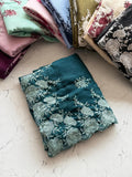 Royal Rama Floral Embroidered Designer Saree with Lace Border