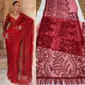 Luxury red Sequin Embroidered Net Saree with Designer Blouse