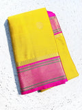 Elegant Aura Silk Saree with Rich Zari Weaving Border & Unstitched Blouse – YELLOW & PINK