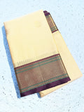 Elegant Aura Silk Saree with Rich Zari Weaving Border & Unstitched Blouse – CREAM & BROWN