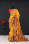 Royal Paithani Elegance Soft Silk Saree with Pashmina Weaving & Contrast Border -  YELLOW