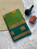 Contrast Border Traditional Silk Saree  GREEN