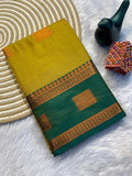 Contrast Border Traditional Silk Saree  YELOOW