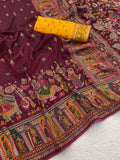 Heritage Chronicle Art Weave Saree with Intricate Traditional Narrative Border - WINE