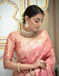 Soft Banarasi Silk Saree With Bewitching Blouse Piece - BABY PINK