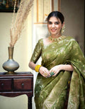 Soft Banarasi Silk Saree With Bewitching Blouse Piece - GREEN