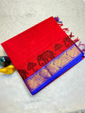 Classic Elephant Motif Designer Saree - RED