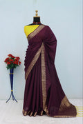Majestic Emerald Green Traditional Silk Saree with Intricate Temple Zari Weaving - WINE