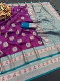 Royal WINE Jacquard Elegance Saree with Designer Pallu
