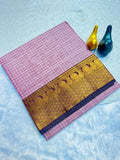 Graceful Checked Weave Saree with Traditional Woven Border - PINK