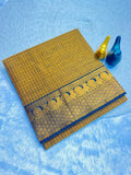 Graceful Checked Weave Saree with Traditional Woven Border - GOLD