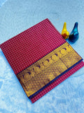 Graceful Checked Weave Saree with Traditional Woven Border - DUST PINK
