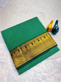 Graceful Checked Weave Saree with Traditional Woven Border - SEA GREEN