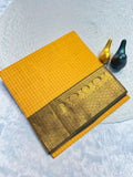 Graceful Checked Weave Saree with Traditional Woven Border - YELLOW