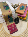 Maharani Mayura Premium Silk Saree with Regal Peacock Motifs and Heritage Woven Pallu - CREAM