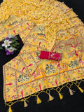 Soft Silk Saree With Paithani Border & Pashmina Weaving - YELLOW
