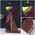 Ethnic Jacquard Silk Saree with Elephant Border  WINE