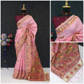Ethnic Jacquard Silk Saree with Elephant Border  PINK