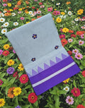 Handloom Cotton Saree with Floral Butta Work  SILVER GREY