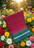 Handloom Cotton Saree with Floral Butta Work RED