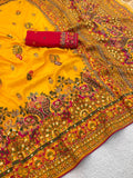Heritage Soft Silk Saree with Elephant Procession Border & Rich Pallu YELLOW