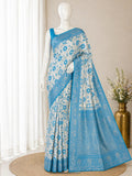 Heritage Ivory Banarasi Saree with Royal Zari Weaving - SKY BLUE
