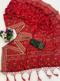 ✨ Royal Pashmina Kaju Soft Silk Saree - RED ✨