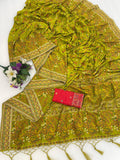 ✨ Royal Pashmina Kaju Soft Silk Saree - PISTA LIME GREEN ✨
