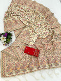 ✨ Royal Pashmina Kaju Soft Silk Saree - CREAM ✨
