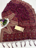 ✨ Royal Pashmina Kaju Soft Silk Saree - WINE ✨