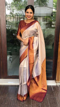 Wedding Wear Kanjivaram Woven Silk Saree With Blouse Piece - OFF WHITE