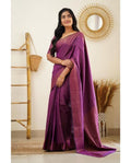 Beautiful Kanjivaram Woven Silk Saree With Blouse Piece - wine