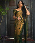 Traditional Kanjivaram Woven Silk Saree With Blouse Piece - Green
