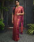 Traditional Kanjivaram Woven Silk Saree With Blouse Piece - Baby Pink