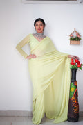 1-Min Georgette Ready To Wear Saree With Blouse Piece - PISTA