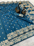 Pure Soft Banarasi Silk Saree - sky blue