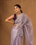 Embroidered, Dyed Bollywood Tissue Saree - PURPLE