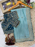 Vaidehi Rangoli Silk Saree - Sky blue