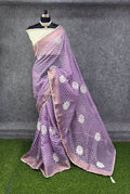 Elegant Purple & Silver Zigzag Designer Saree with Floral Buti Work