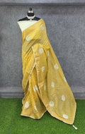 Elegant Yellow & White Printed Saree with Floral Buti Design